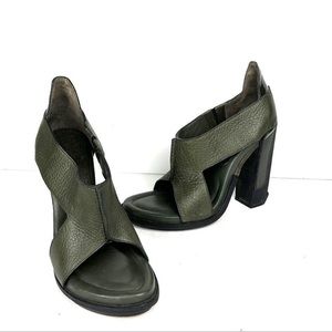 Alexander Wang Iman Spruce Green Leather Heel Mules